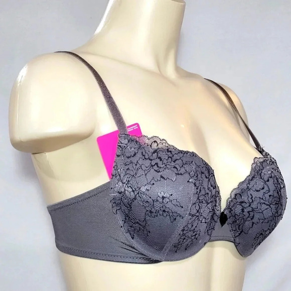34D‎ Maidenform 6660 Self Expressions Push Up and In UW Bra Gray NWT - Picture 3 of 5